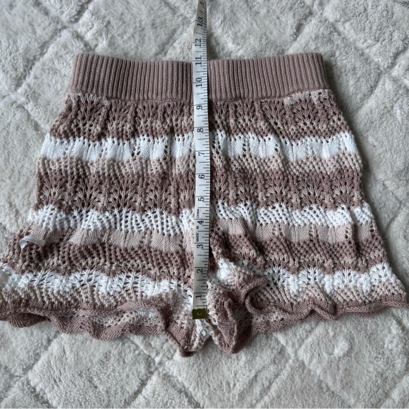 Princess Polly | Brown Leah Striped Sheer Knit Coverup Shorts | Size 2 - Picture 11 of 11